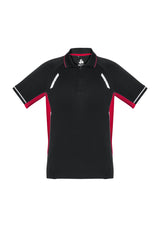 Kids Renegade Polo in Black, Red, and Silver, featuring breathable fabric, reflective trims, and a loose pocket for convenience.