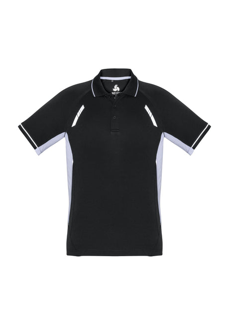 Kids Renegade Polo in Black, White, and Silver, featuring breathable fabric, reflective trims, and a stylish design for active wear.