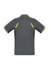 Kids Renegade Polo in Grey, Black, and Fluoro Yellow, size 12, featuring breathable fabric, reflective trims, and stylish design.