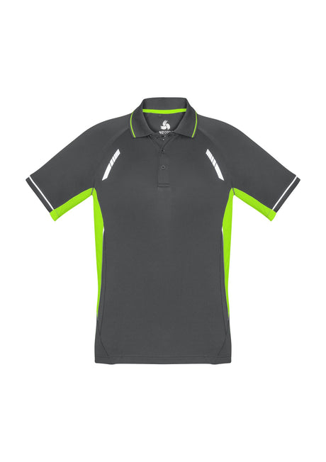 Kids Renegade Polo in Grey, Fluoro Lime, and Silver, featuring breathable fabric, reflective trims, and mesh for ventilation.