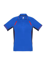 Kids Renegade Polo in Royal, Navy, and Fluoro Orange featuring reflective trims, mesh panels, and a stylish collar for active comfort.