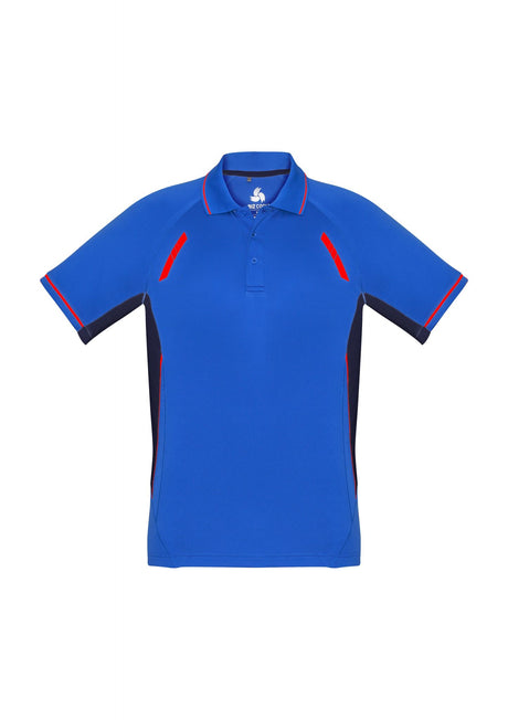 Kids Renegade Polo in Royal, Navy, and Fluoro Orange, features breathable fabric, reflective trims, and stylish stripe collar.