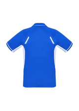 Kids Renegade Polo in Royal, White, and Silver, featuring breathable fabric, mesh panels, and stylish design for active play.