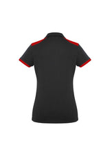 Ladies Rival Polo in black/red, size 20, featuring a stylish design, UPF protection, and breathable fabric for comfort.
