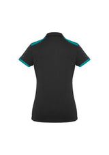 Ladies Rival Polo in Black/Teal, size 24, showcasing bold contrasts and moisture-wicking fabric for comfort and style.