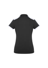 Ladies Rival Polo in Black and White, size 20, featuring moisture-wicking fabric, stylish design, and UPF protection.