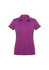 Ladies Rival Polo in Cerise and Grey, size 22, featuring a stylish design, UPF protection, and breathable fabric.