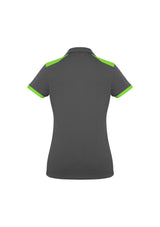 Ladies Rival Polo in Grey/Fluoro Lime, Size 22, featuring breathable fabric, stylish design, and UPF protection for outdoor activities.
