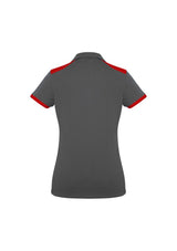 Ladies Rival Polo in Grey/Red, Size 16, featuring breathable fabric, UPF protection, and stylish design for active wear.