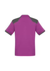 Men's Rival Polo in Cerise/Grey, featuring a self-fabric collar, loose pocket, and excellent UPF protection. Size M.