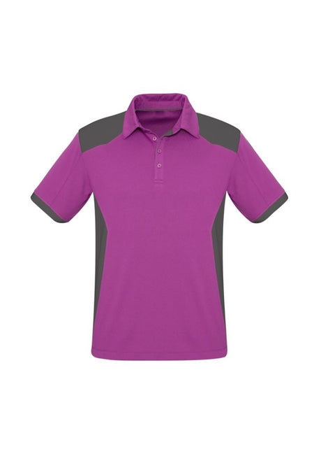 Men's Rival Polo in Cerise/Grey 3XL, featuring breathable fabric, UPF sun protection, and a stylish contrast panel design.