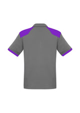 Men's Rival Polo in Silver and Purple, size L, featuring breathable fabric, UPF protection, and a modern design for versatile wear.