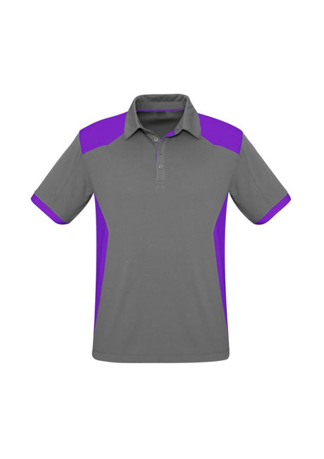 Men's Rival Polo in Silver and Purple, size 3XL, featuring a bold design, UPF protection, and a convenient pocket.