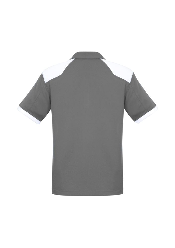 Men's Rival Polo in Silver/White, size M; features bold contrast panels, lightweight fabric, and a pocket for essentials.