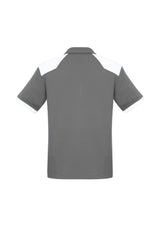 Men's Rival Polo in Silver/White, size M; features bold contrast panels, lightweight fabric, and a pocket for essentials.
