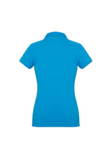 Cyan Ladies Profile Polo in Size 14 with a stylish Y-line placket and breathable fabric, perfect for versatile casual wear.