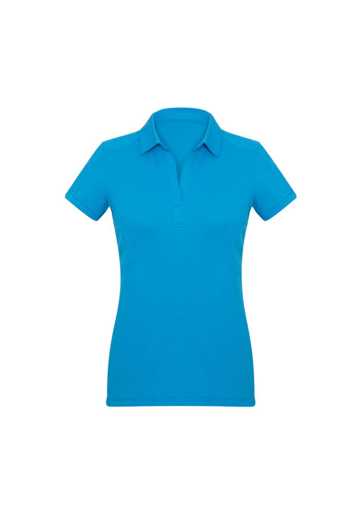 Ladies Profile Polo in vibrant cyan, Size 24, crafted with breathable BIZ COOL™ fabric for comfort and style.