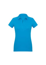 Ladies Profile Polo in vibrant cyan, Size 24, crafted with breathable BIZ COOL™ fabric for comfort and style.