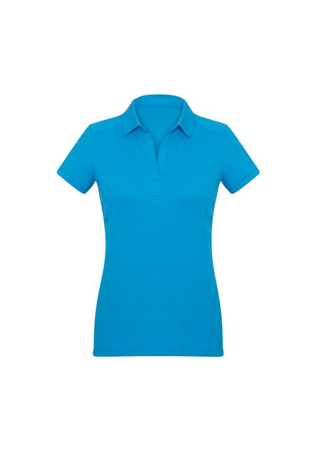Ladies Profile Polo in vibrant cyan, Size 24, crafted with breathable BIZ COOL™ fabric for comfort and style.