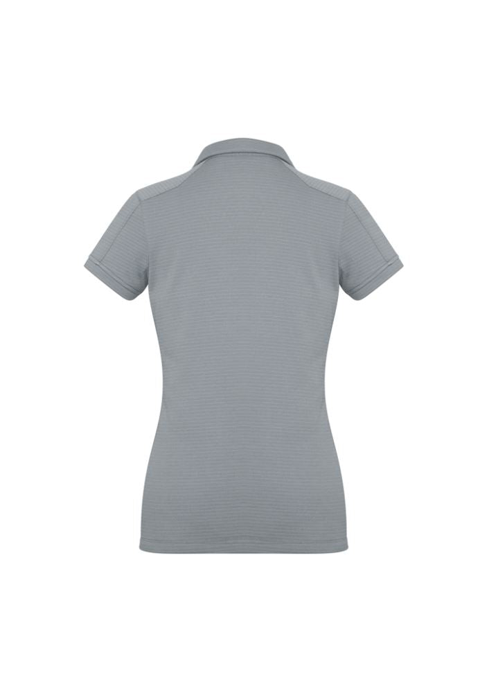 Silver Ladies Profile Polo in size 16, featuring BIZ COOL™ fabric, UPF protection, and stylish Y-line placket.