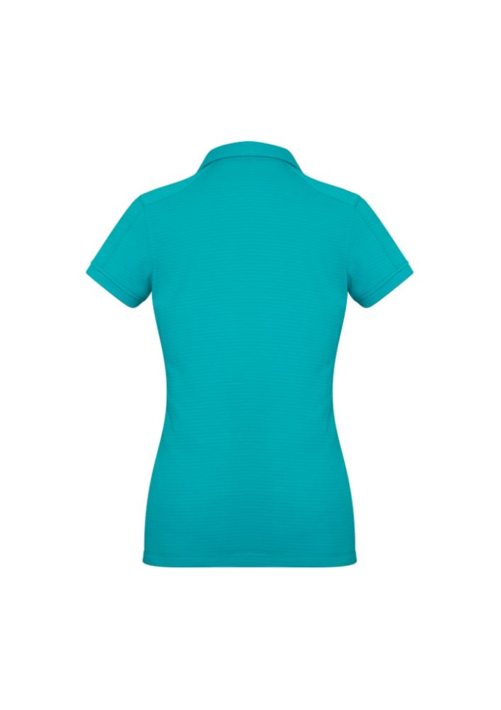 Teal Ladies Profile Polo from Biz Collection, size 18, featuring breathable fabric, Y-line placket, and a stylish design.