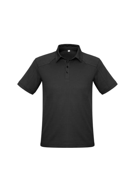 Mens Profile Polo in black, size 2XL, featuring soft BIZ COOL™ fabric, breathable design, UPF protection, and a practical pocket.