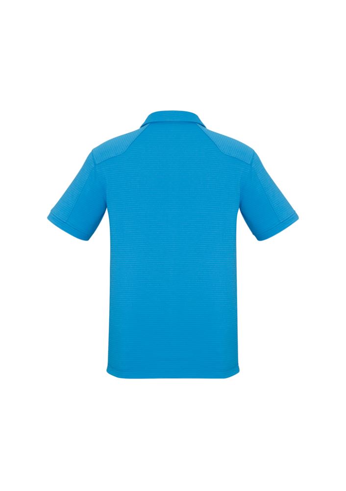 Men's Profile Polo in vibrant Cyan, Size S, featuring BIZ COOL™ fabric, UPF protection, and stylish details for comfort and functionality.