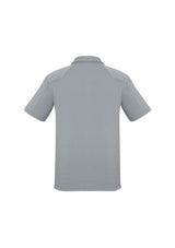 Men's silver polo shirt in 3XL with BIZ COOL™ fabric, providing comfort, sun protection, and stylish details for casual wear.