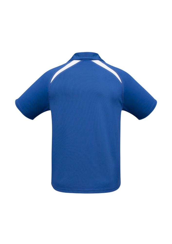 Kids Splice Polo in Royal and White, size 8; breathable mesh polo with contrast panels for comfort and style.