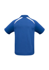Kids Splice Polo in Royal and White, size 8; breathable mesh polo with contrast panels for comfort and style.