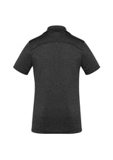 Ladies Aero Polo in black, size 6, featuring breathable fabric, UPF protection, and a stylish heathered marle pattern.