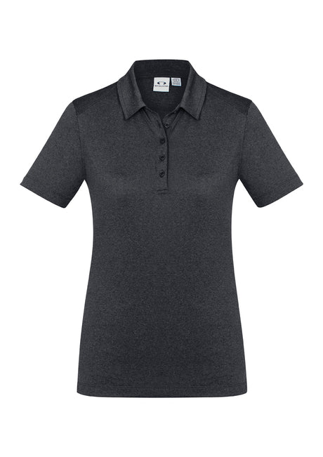 Ladies Aero Polo in Charcoal, Size 20, featuring stylish heathered marle, UPF protection, and comfortable fit.