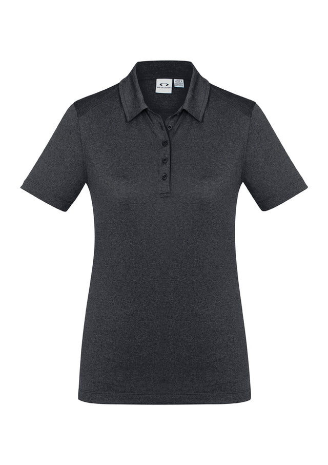 Ladies Aero Polo in Charcoal, Size 20, featuring stylish heathered marle, UPF protection, and comfortable fit.