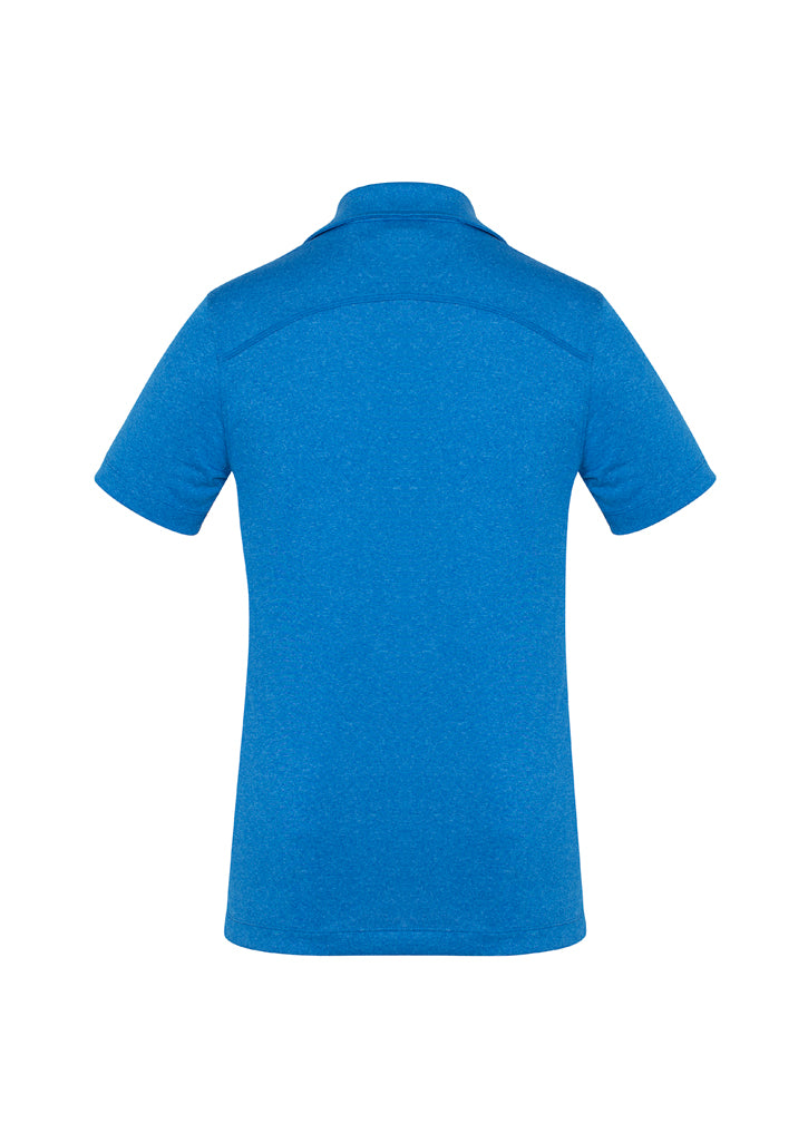 Ladies Aero Polo in cyan, size 8, featuring stylish heathered fabric, breathable material, and elegant self-fabric collar.