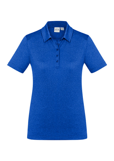 Electric Blue Ladies Aero Polo, Size 24, featuring moisture-wicking fabric and stylish heathered marle pattern.