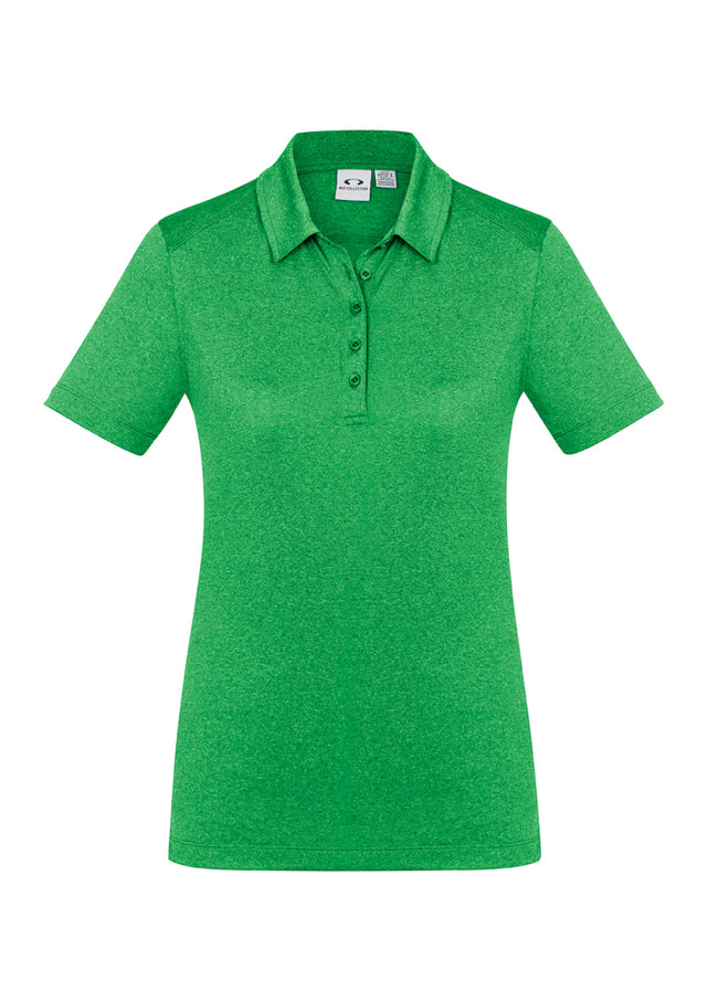 Bright lime Ladies Aero Polo, Size 20, featuring lightweight fabric, UPF protection, and a chic, professional look.