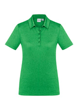 Ladies Aero Polo in vibrant Lime, Size 22, made from soft Micro Polyester with a stylish heathered pattern and UPF protection.
