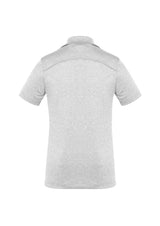 Ladies Aero Polo in Silver, Size 14, featuring breathable fabric, heathered pattern, and self-fabric collar for stylish comfort.