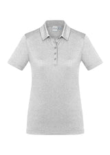 Ladies Aero Polo in Silver, Size 22, featuring breathable fabric, heathered pattern, and UPF protection for stylish outdoor wear.