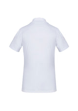 Ladies Aero Polo in White, Size 22, featuring lightweight fabric, UPF protection, stylish marle pattern, and comfortable fit.
