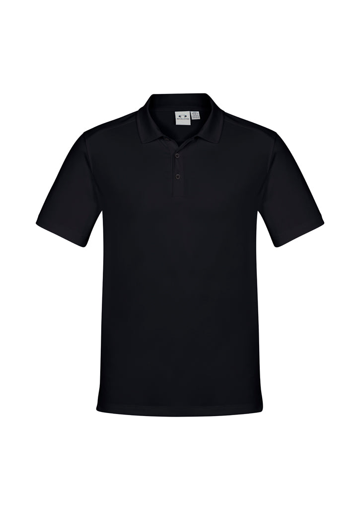 Men's Aero Polo in solid black, 2XL size, showcasing breathable fabric, flat-locked seams, and stylish collar design.