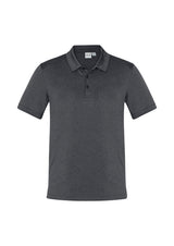 Men's Aero Polo in charcoal, size M, showcasing a soft feel, lightweight fabric, and heathered pattern for casual style.