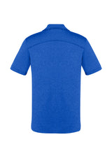 Men's Aero Polo in Electric Blue, size 3XL, featuring breathable fabric, UPF protection, and stylish heathered marle pattern.