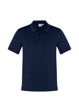 Navy Men's Aero Polo from Biz Collection, featuring breathable fabric, UPF protection, and a stylish heathered design.