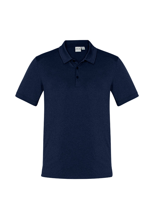 Navy Men's Aero Polo from Biz Collection, featuring breathable fabric, UPF protection, and a stylish heathered design.