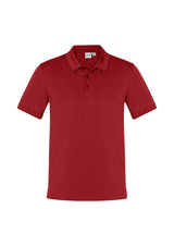 Mens Aero Polo in Red, Size L, features lightweight, UPF-protected fabric with a heathered pattern and mobile comfort design.
