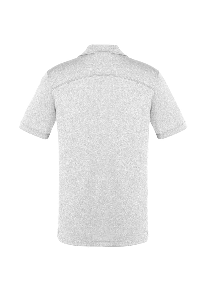 Men's Aero Polo in Silver, Size M, featuring lightweight fabric, UPF protection, and a stylish heathered design for versatile wear.