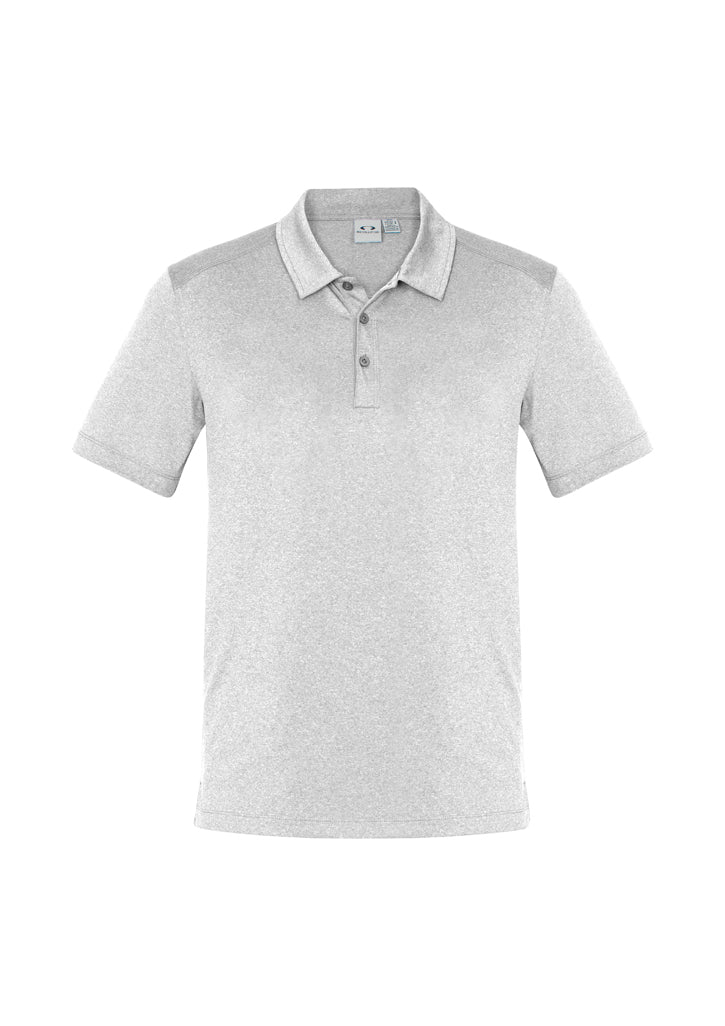Men's Aero Polo in Silver, Size M, featuring lightweight micro polyester, stylish heathered design, and practical pocket.
