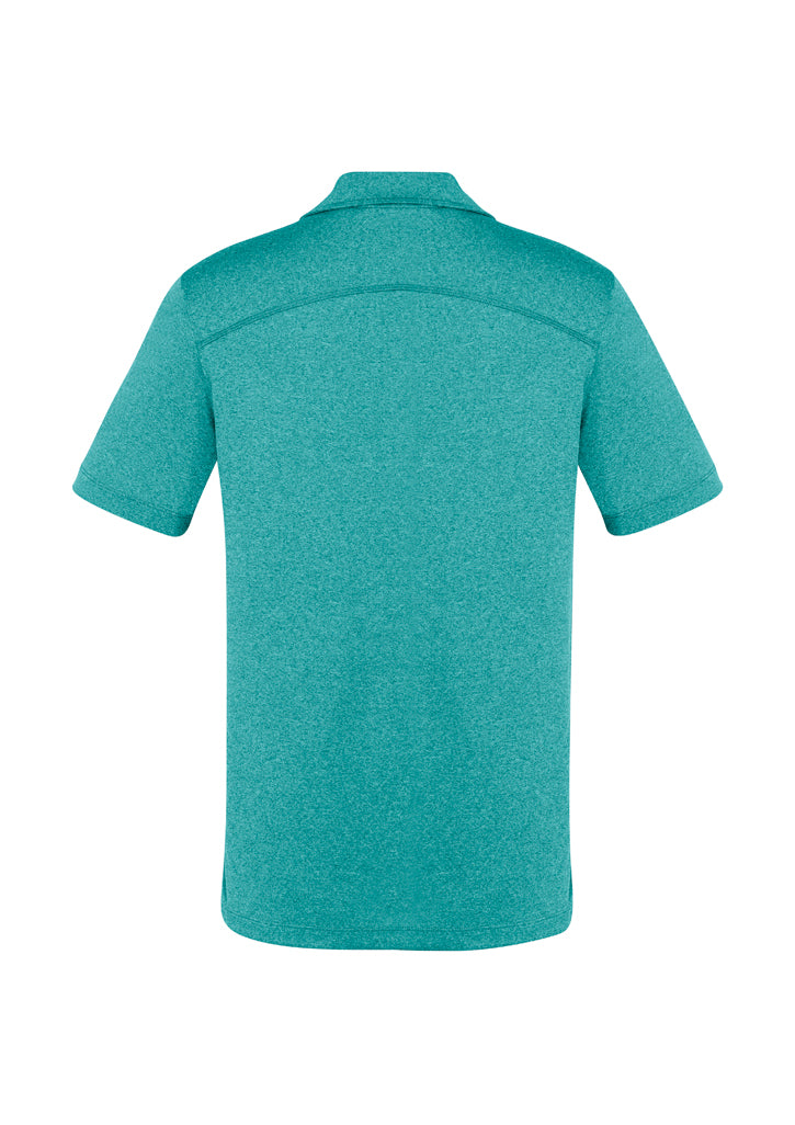 Mens Aero Polo in Teal for size S, featuring lightweight fabric, UPF protection, and a stylish heathered pattern.
