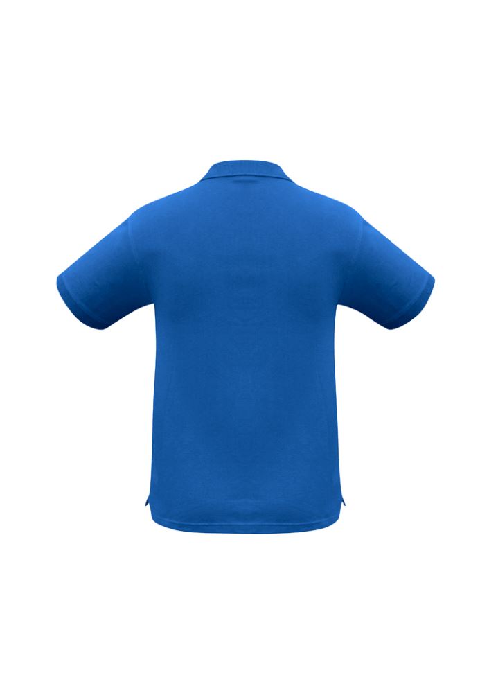 Mens Oceana Polonch Blue polo shirt featuring a knitted collar, 3-button placket, and UV protection, ideal for casual and professional wear.